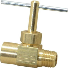 Parker - 1/8" Pipe, Inline Needle Valve - FNPTF x MNPTF Ends, Brass Valve, 150 Max psi - Industrial Tool & Supply