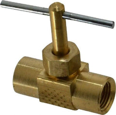 Parker - 1/8" Pipe, Inline Needle Valve - FNPTF x FNPTF Ends, Brass Valve, 150 Max psi - Industrial Tool & Supply
