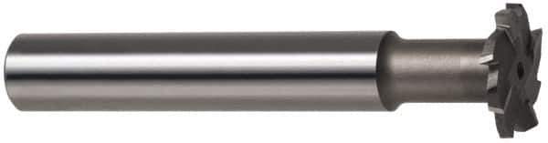 Made in USA - 2" Cut Diam, 5/16" Cut Width, 51/64" Neck Diam, 1" Shank Diam, 5-11/16" OAL, M42 Cobalt T-Slot Cutter - Uncoated, Staggered Teeth, 10 Teeth, Weldon Flat - Industrial Tool & Supply