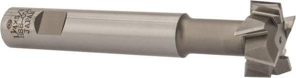 Interstate - 1-1/4" Cut Diam, 5/8" Cut Width, 3/4" Shank Diam, 5-1/8" OAL, M42 Cobalt T-Slot Cutter - Staggered Teeth, 8 Teeth - Industrial Tool & Supply