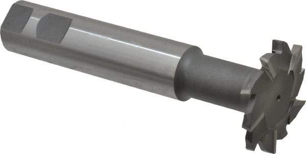 Interstate - 2" Cut Diam, 1/4" Cut Width, 1" Shank Diam, 5-11/16" OAL, M42 Cobalt T-Slot Cutter - Staggered Teeth, 10 Teeth - Industrial Tool & Supply