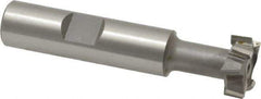 Made in USA - 21/32" Cut Diam, 17/64" Cut Width, 21/64" Neck Diam, 1/2" Shank Diam, 2-11/16" OAL, M42 Cobalt T-Slot Cutter - Uncoated, 5/16" Bolt, 1-13/16" Shank Length, Staggered Teeth, 8 Teeth, Weldon Flat - Industrial Tool & Supply