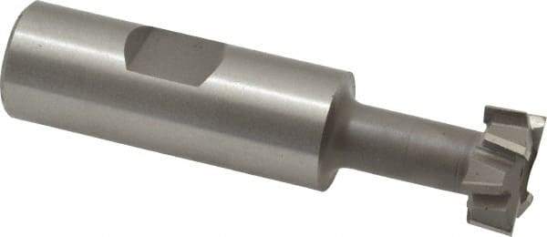 Made in USA - 25/32" Cut Diam, 21/64" Cut Width, 13/32" Neck Diam, 3/4" Shank Diam, 3-1/4" OAL, M42 Cobalt T-Slot Cutter - Uncoated, 3/8" Bolt, 2-1/16" Shank Length, Staggered Teeth, 8 Teeth, Weldon Flat - Industrial Tool & Supply