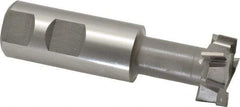 Made in USA - 1-1/4" Cut Diam, 31/64" Cut Width, 21/32" Neck Diam, 1" Shank Diam, 3-15/16" OAL, M42 Cobalt T-Slot Cutter - Uncoated, 5/8" Bolt, 2-15/16" Shank Length, Staggered Teeth, 8 Teeth, Weldon Flat - Industrial Tool & Supply