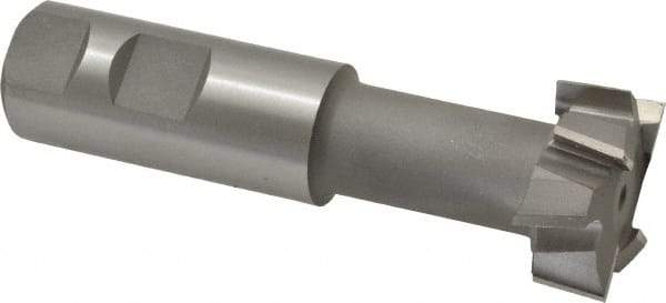 Made in USA - 1-15/32" Cut Diam, 5/8" Cut Width, 25/32" Neck Diam, 1" Shank Diam, 4-7/16" OAL, M42 Cobalt T-Slot Cutter - Uncoated, 3/4" Bolt, 2-15/16" Shank Length, Staggered Teeth, 8 Teeth, Weldon Flat - Industrial Tool & Supply