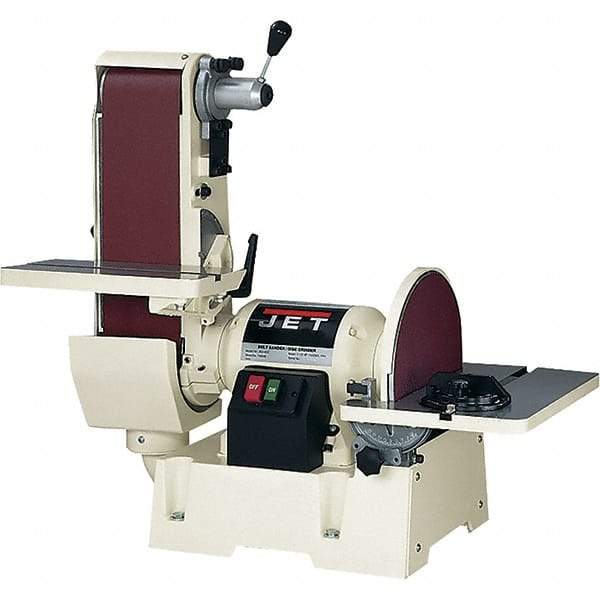 Jet - 48 Inch Long x 6 Inch Wide Belt, 12 Inch Diameter, Horizontal and Vertical Combination Sanding Machine - 2,500 Ft./min Belt Speed, 1-1/2 HP, Single Phase - Industrial Tool & Supply