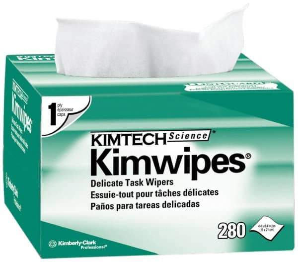 Kimtech - Dry Clean Room/Lab/Critical Task Wipes - Pop-Up, 8-3/8" x 4-3/8" Sheet Size, White - Industrial Tool & Supply