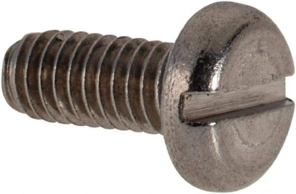 Value Collection - M2.5x0.45 Metric Coarse, 6mm Length Under Head Slotted Drive Machine Screw - Pan Head, Grade 316 & A4 Stainless Steel, Uncoated, Without Washer - Industrial Tool & Supply