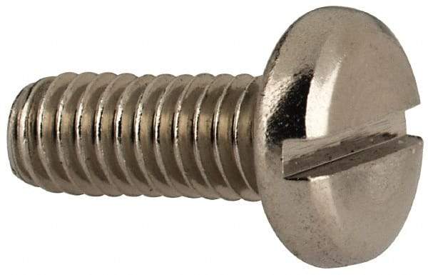 Value Collection - M4x0.70 Metric Coarse, 10mm Length Under Head Slotted Drive Machine Screw - Pan Head, Grade 316 & A4 Stainless Steel, Uncoated, Without Washer - Industrial Tool & Supply