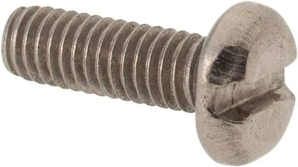 Value Collection - M4x0.70 Metric Coarse, 12mm Length Under Head Slotted Drive Machine Screw - Pan Head, Grade 316 & A4 Stainless Steel, Uncoated, Without Washer - Industrial Tool & Supply