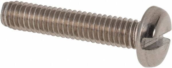 Value Collection - M4x0.70 Metric Coarse, 20mm Length Under Head Slotted Drive Machine Screw - Pan Head, Grade 316 & A4 Stainless Steel, Uncoated, Without Washer - Industrial Tool & Supply