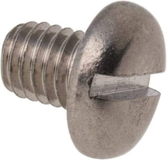 Value Collection - M5x0.80 Metric Coarse, 6mm Length Under Head Slotted Drive Machine Screw - Pan Head, Grade 316 & A4 Stainless Steel, Uncoated, Without Washer - Industrial Tool & Supply