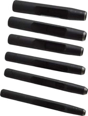 General - 6 Piece, 3/16 to 1/2", Hollow Punch Set - Square Shank, Comes in Plastic Roll - Industrial Tool & Supply
