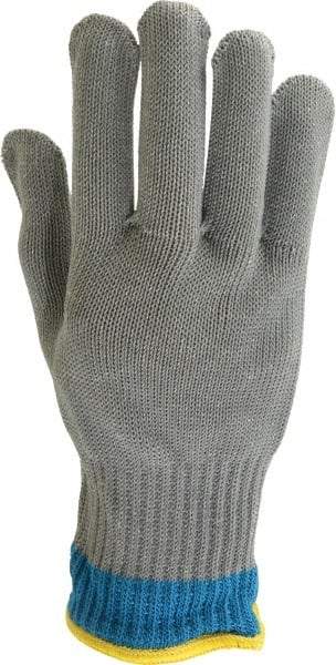 Whizard - Size S (7), ANSI Cut Lvl 5, HPPE Fiber/Stainless Steel Cut Resistant Gloves - Knit Wrist, Silver, Ambidextrous - Industrial Tool & Supply
