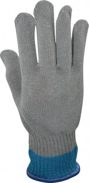 Whizard - Size M (8), ANSI Cut Lvl 5, HPPE Fiber/Stainless Steel Cut Resistant Gloves - Knit Wrist, Silver, Ambidextrous - Industrial Tool & Supply