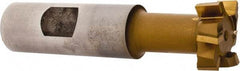Made in USA - 31/32" Cut Diam, 25/64" Cut Width, 17/32" Neck Diam, 3/4" Shank Diam, 3-7/16" OAL, Carbide-Tipped T-Slot Cutter - TiN Finish, 1/2" Bolt, 2-1/16" Shank Length, Staggered Teeth, 6 Teeth, Weldon Flat - Industrial Tool & Supply