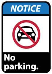 NMC - "Notice - No Parking", 14" Long x 10" Wide, Rigid Plastic Safety Sign - Rectangle, 0.05" Thick, Use for Security & Admittance - Industrial Tool & Supply