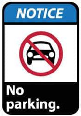 NMC - "Notice - No Parking", 14" Long x 10" Wide, Pressure-Sensitive Vinyl Safety Sign - Rectangle, 0.004" Thick, Use for Security & Admittance - Industrial Tool & Supply