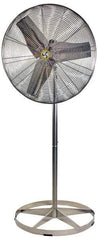 Airmaster - 30" Blade, 1/4 hp, 8,800 Max CFM, Single Phase Food Service Non-Adjustable Pedestal Fan - 115/230 Volts, 1 Speed - Industrial Tool & Supply