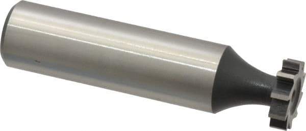 Interstate - 1/2" Diam x 1/8" Face Width, High Speed Steel, 8 Teeth, Shank Connection Woodruff Keyseat Cutter - Uncoated, 2-1/8" OAL x 1/2" Shank, Straight Teeth, ANSI 404, Old Standard 3 - Industrial Tool & Supply