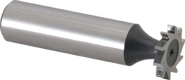 Interstate - 5/8" Diam x 3/32" Face Width, High Speed Steel, 8 Teeth, Shank Connection Woodruff Keyseat Cutter - Uncoated, 2-3/32" OAL x 1/2" Shank, Straight Teeth, ANSI 305, Old Standard 4 - Industrial Tool & Supply