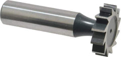Interstate - 1" Diam x 1/4" Face Width, High Speed Steel, 12 Teeth, Shank Connection Woodruff Keyseat Cutter - Uncoated, 2-1/4" OAL x 1/2" Shank, Straight Teeth, ANSI 808, Old Standard 15 - Industrial Tool & Supply