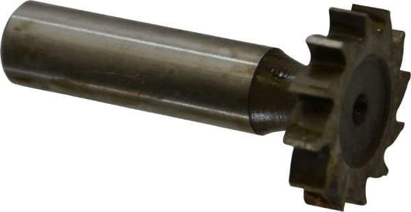 Interstate - 1-1/8" Diam x 7/32" Face Width, High Speed Steel, 12 Teeth, Shank Connection Woodruff Keyseat Cutter - Uncoated, 2-7/32" OAL x 1/2" Shank, Straight Teeth, ANSI 709, Old Standard 17 - Industrial Tool & Supply