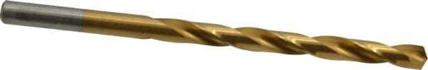 Chicago-Latrobe - 7/32" 135° High Speed Steel Jobber Drill - TiN Finish, Right Hand Cut, Spiral Flute, Straight Shank, 3-3/4" OAL, Split Point - Industrial Tool & Supply