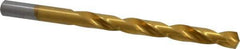 Chicago-Latrobe - 19/64" 135° High Speed Steel Jobber Drill - TiN Finish, Right Hand Cut, Spiral Flute, Straight Shank, 4-3/8" OAL, Split Point - Industrial Tool & Supply