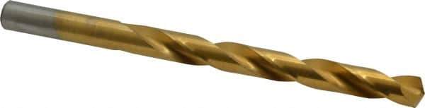 Chicago-Latrobe - 11/32" 135° High Speed Steel Jobber Drill - TiN Finish, Right Hand Cut, Spiral Flute, Straight Shank, 4-3/4" OAL, Split Point - Industrial Tool & Supply