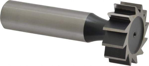 Interstate - 1" Diam x 3/8" Face Width, High Speed Steel, 12 Teeth, Shank Connection Woodruff Keyseat Cutter - Uncoated, 2-3/8" OAL x 1/2" Shank, Straight Teeth, ANSI 1208, Old Standard 152 - Industrial Tool & Supply