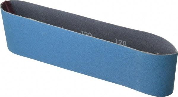 Norton - 3" Wide x 24" OAL, 120 Grit, Zirconia Alumina Abrasive Belt - Zirconia Alumina, Fine, Coated, Y Weighted Cloth Backing, Series 3X - Industrial Tool & Supply