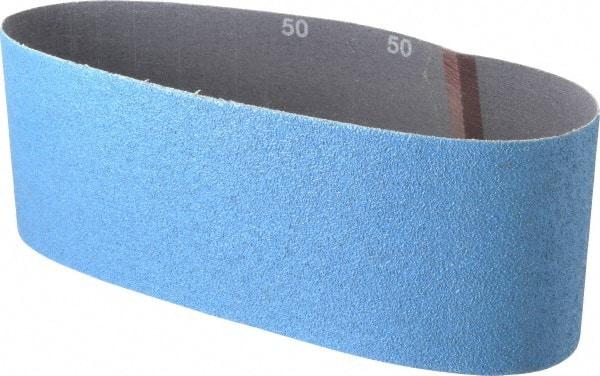 Norton - 4" Wide x 24" OAL, 50 Grit, Zirconia Alumina Abrasive Belt - Zirconia Alumina, Coarse, Coated, Y Weighted Cloth Backing, Series 3X - Industrial Tool & Supply