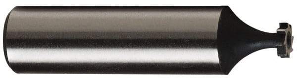 Made in USA - 1-3/8" Diam x 1/4" Face Width, Carbide-Tipped, 8 Teeth, Shank Connection Woodruff Keyseat Cutter - TiN Finish, 2-1/4" OAL x 1/2" Shank, Straight Teeth, ANSI 811, Old Standard 22 - Industrial Tool & Supply