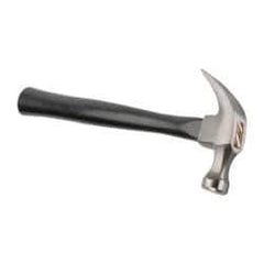 Stanley - 13/16 Lb Head, Curved Claw Nail Hammer - 12-19/64" OAL, Carbon Steel Head, Smooth Face, Wood Handle - Industrial Tool & Supply