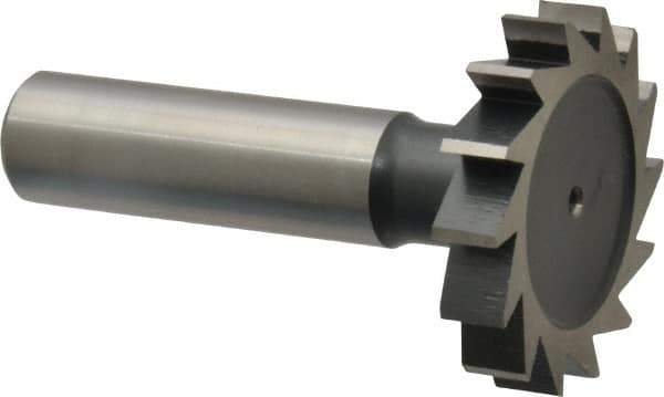Interstate - 1-3/8" Diam x 1/4" Face Width, Cobalt, 14 Teeth, Shank Connection Woodruff Keyseat Cutter - Uncoated, 2-1/4" OAL x 1/2" Shank, Straight Teeth, ANSI 811, Old Standard 22 - Industrial Tool & Supply