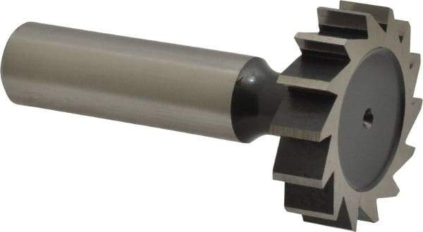 Interstate - 1-1/4" Diam x 5/16" Face Width, Cobalt, 14 Teeth, Shank Connection Woodruff Keyseat Cutter - Uncoated, 2-5/16" OAL x 1/2" Shank, Straight Teeth, ANSI 1010, Old Standard D - Industrial Tool & Supply