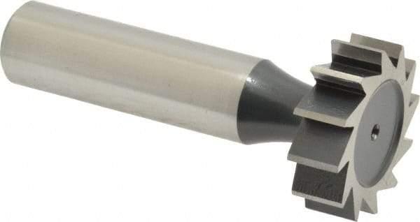 Interstate - 1" Diam x 5/16" Face Width, High Speed Steel, 12 Teeth, Shank Connection Woodruff Keyseat Cutter - Uncoated, 2-5/16" OAL x 1/2" Shank, Straight Teeth, ANSI 1008, Old Standard B - Industrial Tool & Supply