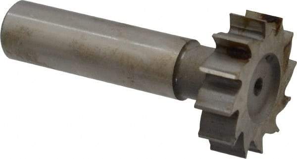 Interstate - 1-1/8" Diam x 5/16" Face Width, High Speed Steel, 12 Teeth, Shank Connection Woodruff Keyseat Cutter - Uncoated, 2-5/16" OAL x 1/2" Shank, Straight Teeth, ANSI 1009, Old Standard C - Industrial Tool & Supply
