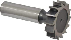 Interstate - 1-1/4" Diam x 5/16" Face Width, High Speed Steel, 14 Teeth, Shank Connection Woodruff Keyseat Cutter - Uncoated, 2-5/16" OAL x 1/2" Shank, Straight Teeth, ANSI 1010, Old Standard D - Industrial Tool & Supply