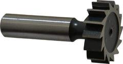Interstate - 1-1/4" Diam x 3/8" Face Width, High Speed Steel, 14 Teeth, Shank Connection Woodruff Keyseat Cutter - Uncoated, 2-3/8" OAL x 1/2" Shank, Straight Teeth, ANSI 1210, Old Standard E - Industrial Tool & Supply