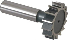 Interstate - 1-3/8" Diam x 3/8" Face Width, High Speed Steel, 14 Teeth, Shank Connection Woodruff Keyseat Cutter - Uncoated, 2-3/8" OAL x 1/2" Shank, Straight Teeth, ANSI 1211, Old Standard F - Industrial Tool & Supply