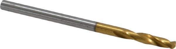 Guhring - #41 130° Parabolic Flute Cobalt Screw Machine Drill Bit - TiN Finish, Right Hand Cut, 14mm Flute Length, 43mm OAL, Standard Point, Straight Shank - Industrial Tool & Supply