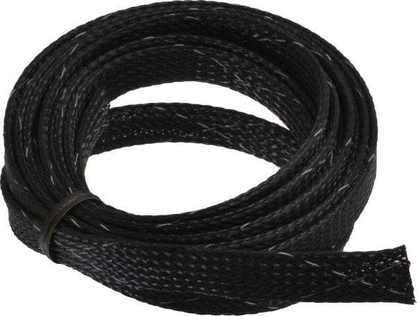 Techflex - Black/White Braided Expandable Cable Sleeve - 10' Coil Length, -103 to 257°F - Industrial Tool & Supply