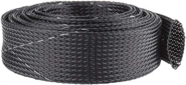 Techflex - Black/White Braided Expandable Cable Sleeve - 10' Coil Length, -103 to 257°F - Industrial Tool & Supply
