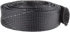 Techflex - Black/White Braided Expandable Cable Sleeve - 10' Coil Length, -103 to 257°F - Industrial Tool & Supply