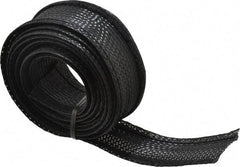 Techflex - Black Braided Cable Sleeve - 10' Coil Length, -103 to 257°F - Industrial Tool & Supply