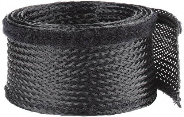 Techflex - Black Braided Cable Sleeve - 3' Coil Length, -103 to 257°F - Industrial Tool & Supply