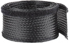 Techflex - Black Braided Cable Sleeve - 3' Coil Length, -103 to 257°F - Industrial Tool & Supply