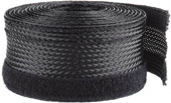 Techflex - Black Braided Cable Sleeve - 10' Coil Length, -103 to 257°F - Industrial Tool & Supply